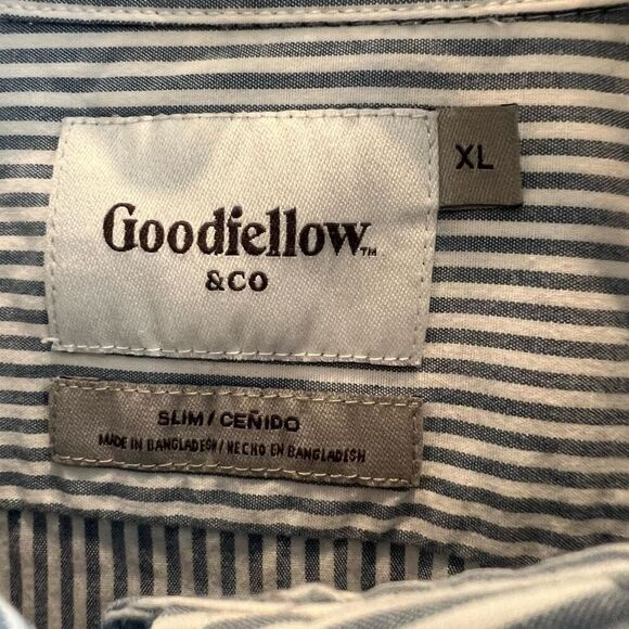 Goodfellow & Co Dog Print Button Down Northrop Striped Shirt Slim XL - Picture 6 of 10